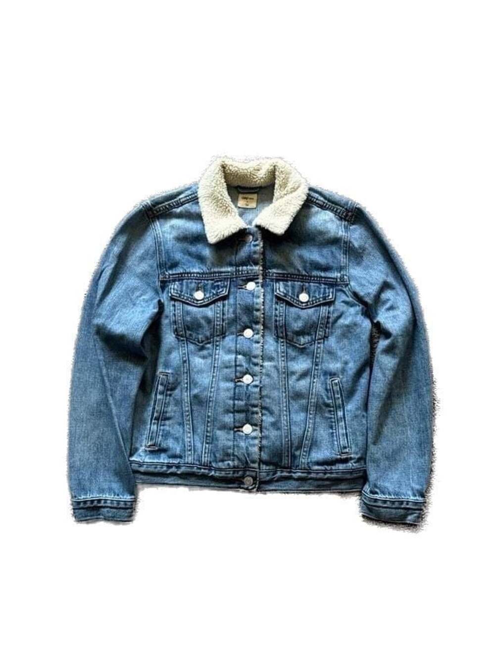Gap 1969 Icon Sherpa-Collar Denim Trucker Jacket in Medium Indigo